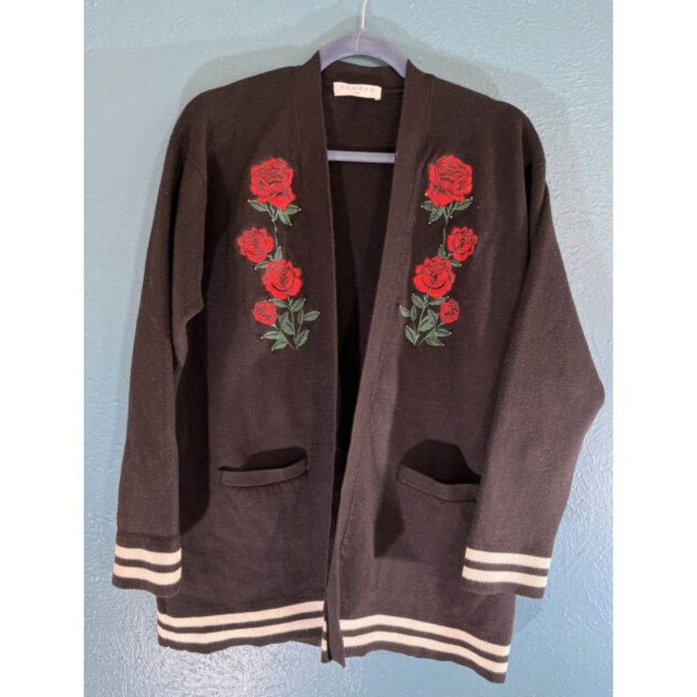 Sandro Paris Women's Black Indira Rose-Embroider
